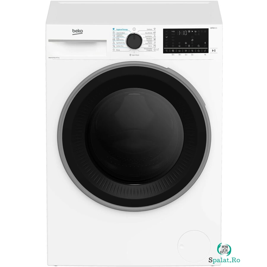 Beko Masina de spalat rufe cu uscator Beko B5DFT59442W, Spalare 9 kg, Uscare 6 kg, 1400 RPM, Clasa A, HygieneTherapy, SteamCure, HomeWhiz, ProSmart Inverter Motor, AddXtra, Alb