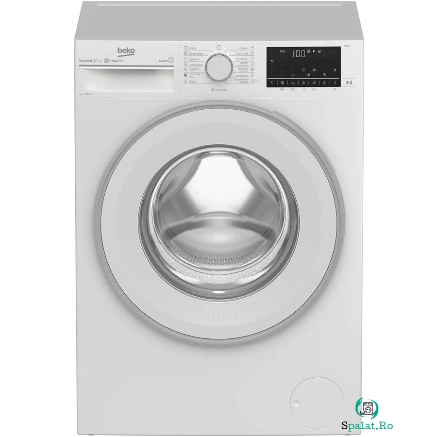 Beko Masina de spalat rufe Beko B3WFU7704WB, 7 kg, 1000 RPM, Clasa D, Recycled Tub, Motor ProSmart™ Inverter, AddXtra, Hygiene+ cu SteamCure™, AutoClean Detergent Drawer, Fast+, Alb la 2,355.99 lei ron