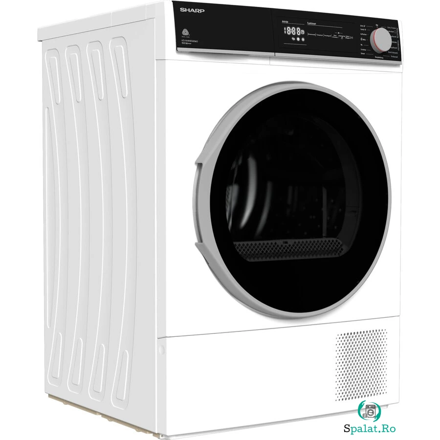 Sharp Uscator cu pompa de caldura (condensare) Sharp KD-NHH8S8GW3-DE, 8 kg, 15 programe de uscare, eficienta energetica A+++, Alb